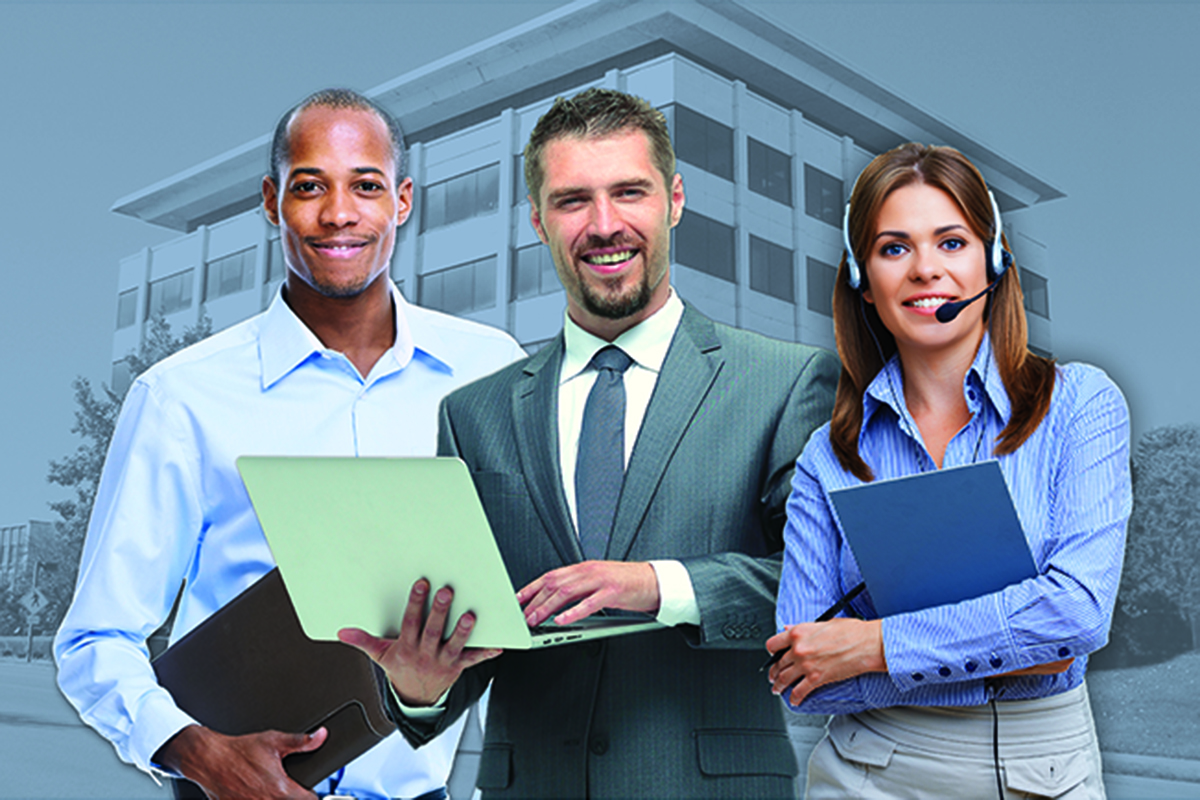 Smiling man showing a notebook